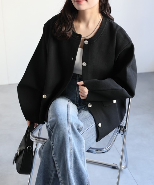 ap retro ジャケット ノーカラージャケット ノーカラーニット