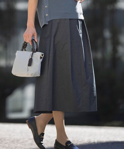 スカート 「洗える・吸水速乾・接触冷感」リネンツイル
