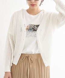 ikka（イッカ） カーディガン 透かし編みVネックカーディガン