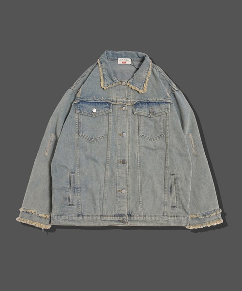 デニムジャケット gジャン 「unisex」ダメージ/フリンジ加工
