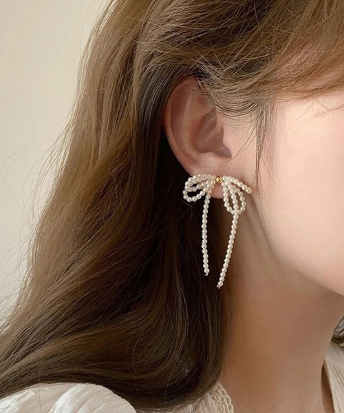 ★送関込み★Self Portrait ティアード パール リボン ピアス パールリボンピアス | AND ON JIONE STORE（アンドオン）ジオン