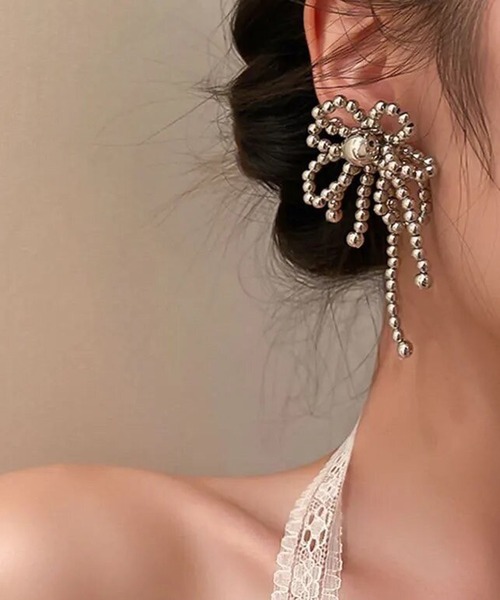 ★送関込み★Self Portrait ティアード パール リボン ピアス Port ピアス 「 / ポート 」 パール × メタル ビーズ リボン
