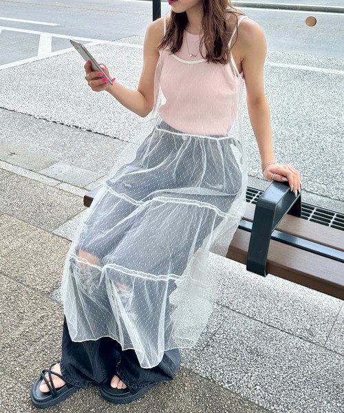 【関税込み】SHANG XIA ピンク レイヤード ミディアムワンピース CLEA ワンピース シアードットティアード レイヤード ロング