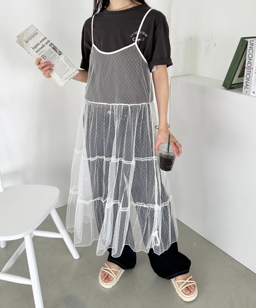 CLEA ワンピース シアードットティアード レイヤード ロング