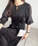 ワンピース 夏にぴったり!袖異素材シアーキーネ...の詳細画像3