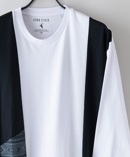 ZERO STAIN 切り替え ロンT 汗染みの目立たない Tシャツ 撥水 防汚 UVカット 紫外線対策 ユニセックス main image 1