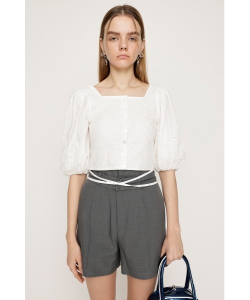 SLY tシャツ FRONT BUTTON LACE PUFF TOPS フロント ボタン
