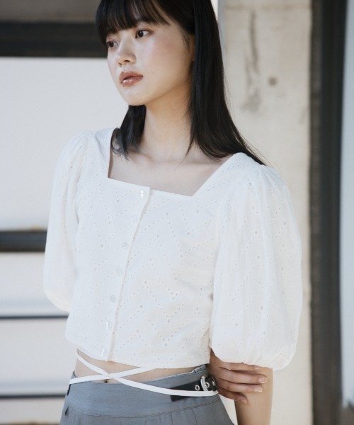 SLY FRONT BUTTON GATHER TIE トップス（white） SLY | FRONT BUTTON GATHER TIE トップス (シャツ・ブラウス