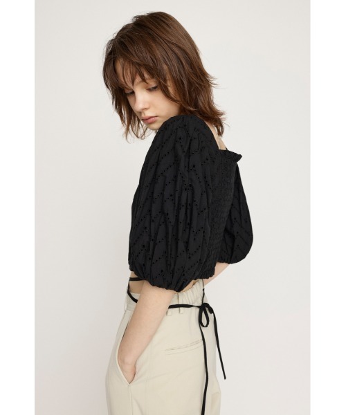 SLY tシャツ FRONT BUTTON LACE PUFF TOPS フロント ボタン