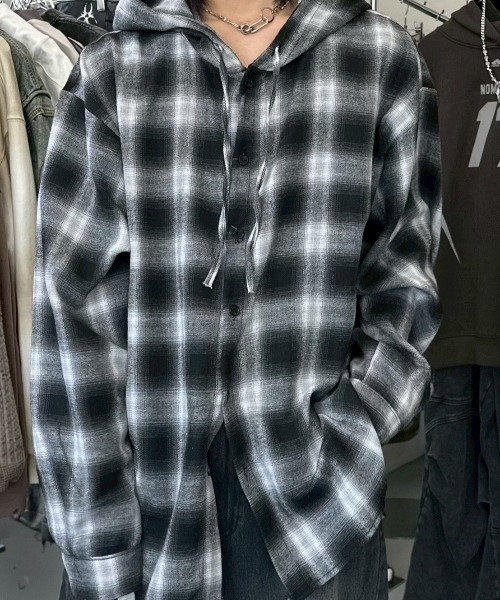 シャツ HUECLOSET Dust Check Hood Shirt BFFB6EC7-15B6-4535-A3A6-