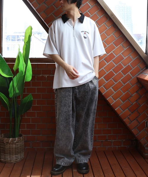 RED CAP GIRL tシャツ RedCapGirl胸刺繍ハーフジップ メンズ