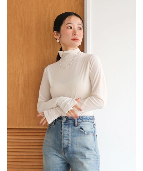 Ungrid tシャツ シアーベロアハイネックロングスリーブTee