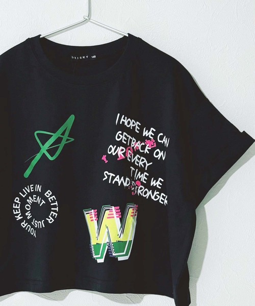 ZIーON tシャツ オーバーサイズ クロップド 短丈Tシャツ キッズ