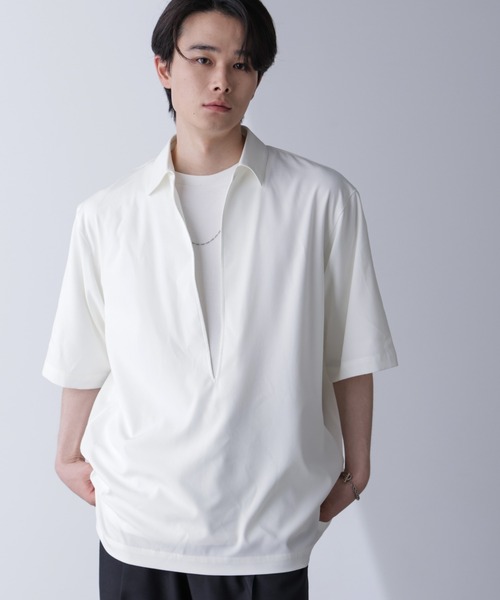 新品未使用　nano universe　ナノ・ユニバース　立体スキッパーシャツ NANO universe（ナノ・ユニバース） シャツ スキッパーPOシャツ 半袖
