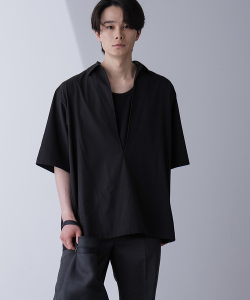 Cu-poページ NANO universe（ナノ・ユニバース） シャツ スキッパーPOシャツ 半袖