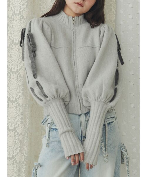 merry jenny カーディガン パフスリーブトラックジャケット レディース  