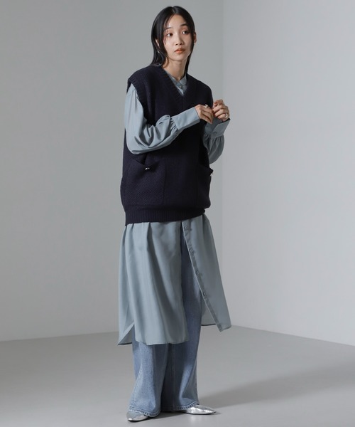 NANO universe（ナノ・ユニバース） ベスト ジレ ツイード調ニット