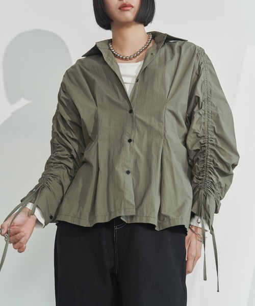 Solace ブラウス シャツ フロントタックギャザースリーブシャツ