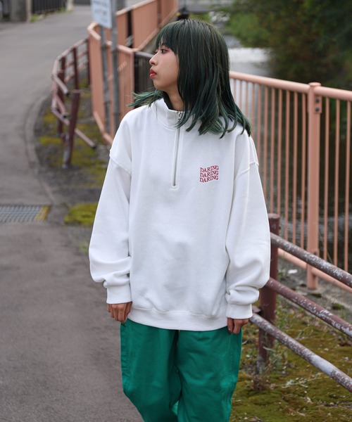nknit ハーフジップスウェット（白） ZIP FIVE トレーナー スウェット 「ZIP FIVE」 アソート 刺繍