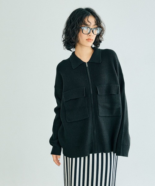 LEPSIM（レプシィム） カーディガン 7ゲージWポケットZIPカーディガン