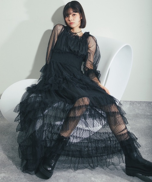 SMILE ORCHID（スマイルオーキッド） ドレス ドット柄チュールドレス