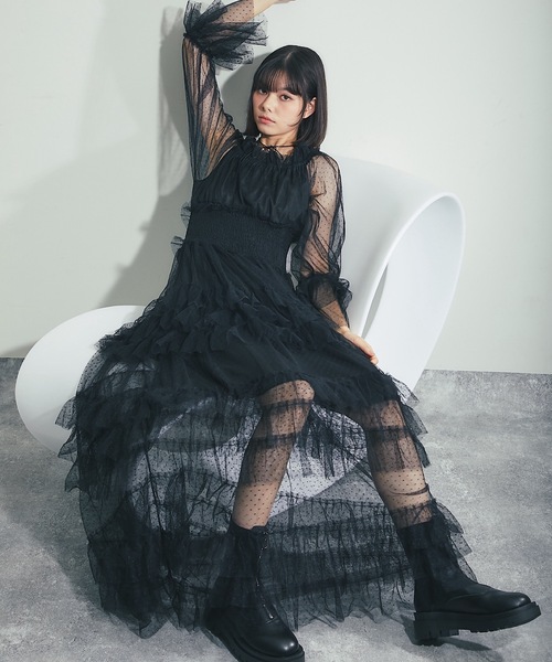 SMILE ORCHID（スマイルオーキッド） ドレス ドット柄チュールドレス