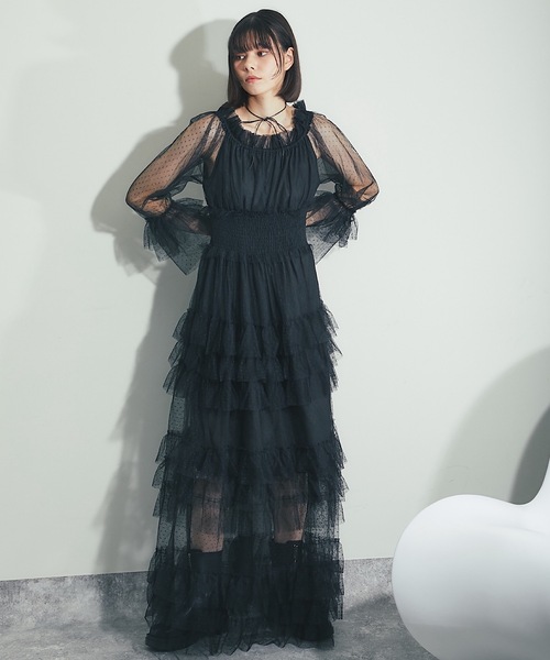 SMILE ORCHID（スマイルオーキッド） ドレス ドット柄チュールドレス