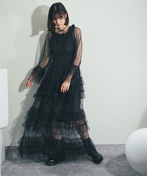 SMILE ORCHID（スマイルオーキッド） ドレス ドット柄チュールドレス