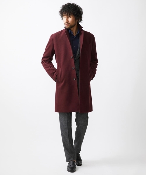 ミッシェルクラン　メンズ　ブラック チェスターコート ウール MICHEL KLEIN HOMME（ミッシェルクラン オム） チェスターコート