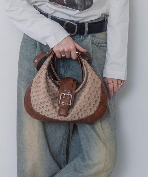 JEANASIS ショルダーバッグ バッグ ジャガードモノグラムワン