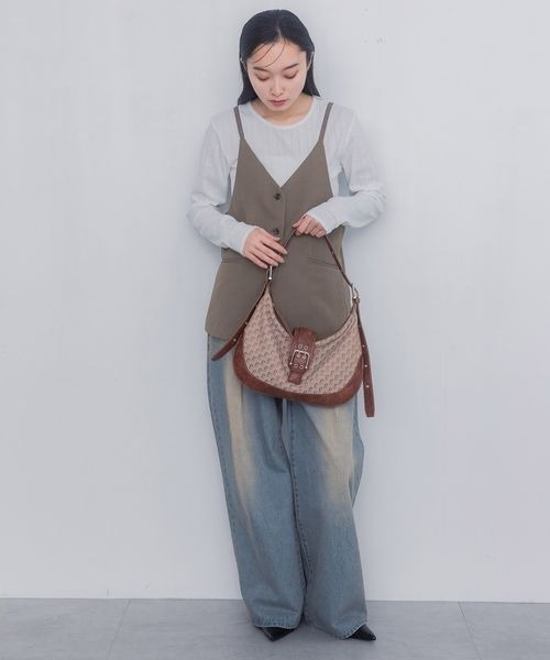 JEANASIS ショルダーバッグ バッグ ジャガードモノグラムワン