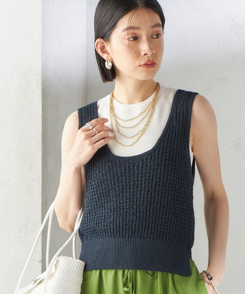 ベスト ジレ 「手洗い可能」ペーパー ポリエステル ノースリーブ プルオーバー レディース