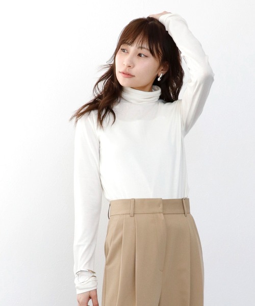 tシャツ コットンカシミヤ プレミアムタートルトップス レディース