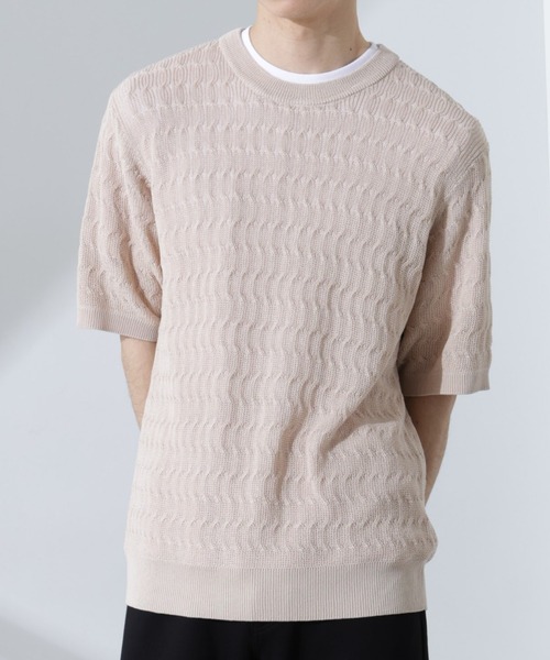 nano・universe - 新品‼️ナノ・ユニバース柄編みニット NANO universe（ナノ・ユニバース） セーター ニット 柄編みクルー