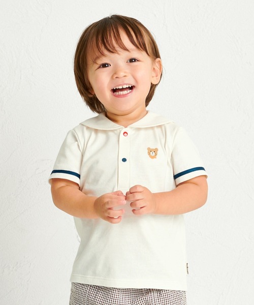 HOT BISCUITS tシャツ くま耳 セーラーカラー半袖Tシャツ キッズ 子供