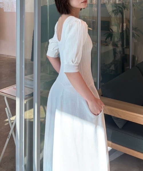 HONEY MI HONEY（ハニーミーハニー） ワンピース puff sleeve rib knit