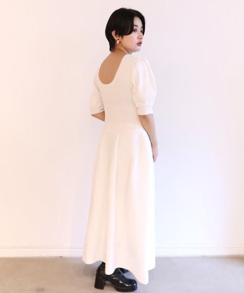 HONEY MI HONEY（ハニーミーハニー） ワンピース puff sleeve rib knit