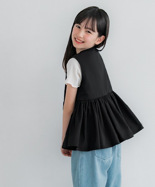 coca ベスト キッズ 親子お揃いVネックギャザーベスト キッズ