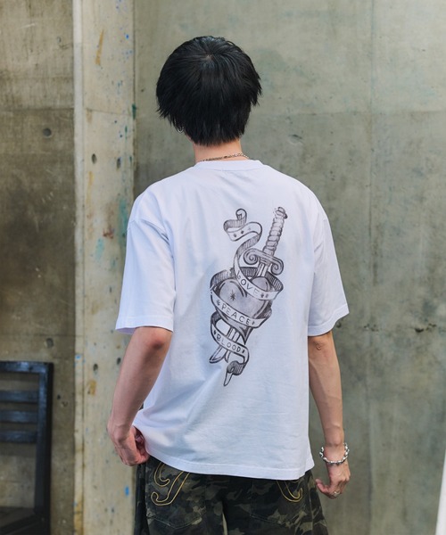 tシャツ ハードウォッシュ加工 ワンポイント刺繍 / バックプリント