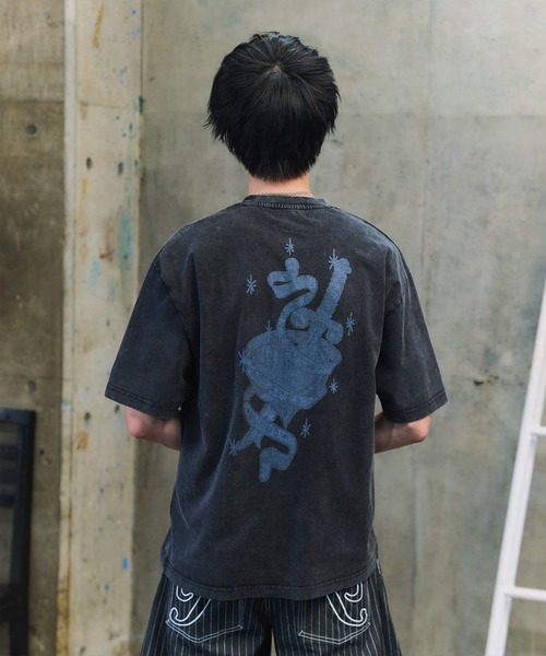 tシャツ ハードウォッシュ加工 ワンポイント刺繍 / バックプリント