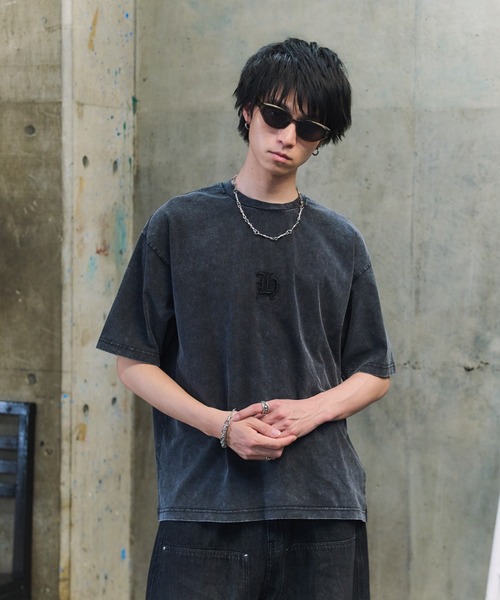 tシャツ ハードウォッシュ加工 ワンポイント刺繍 / バックプリント