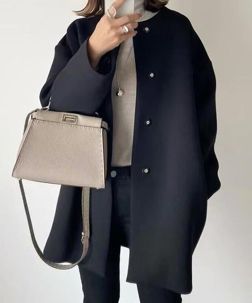 「Girly Doll」 「Doula Doula」ノーカラーコート L ブラウン レディース_画像3