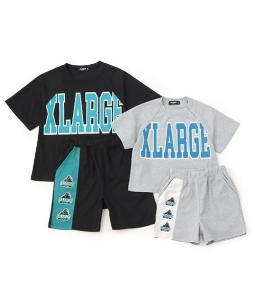 XLARGE KIDS セットアップ 配色ロゴ半袖T+ショートパンツセット