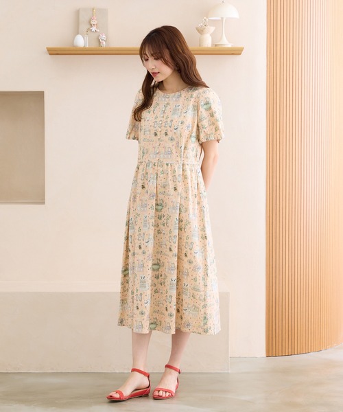 極美品 Jolly Poupee 22fabric 総柄 ワンピース　4L Jolly Poupee ワンピース 夏 半袖 「22fabric」ジャムラボ/ ワンピース