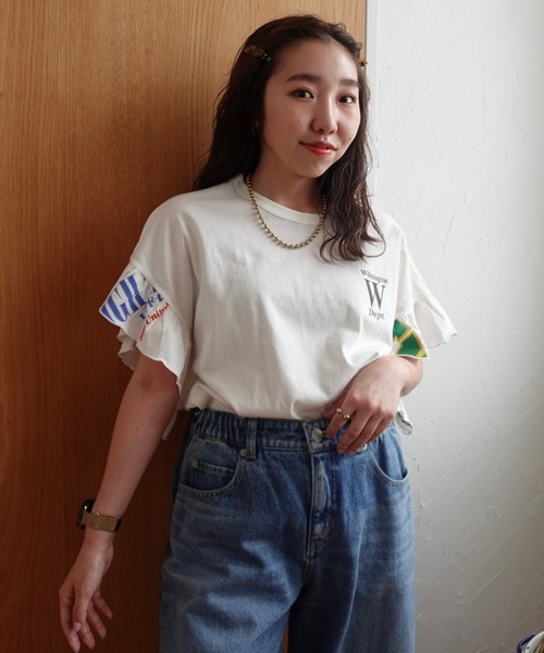 RODEO CROWNS WIDE BOWL tシャツ カスタムリメイクフリルアーム