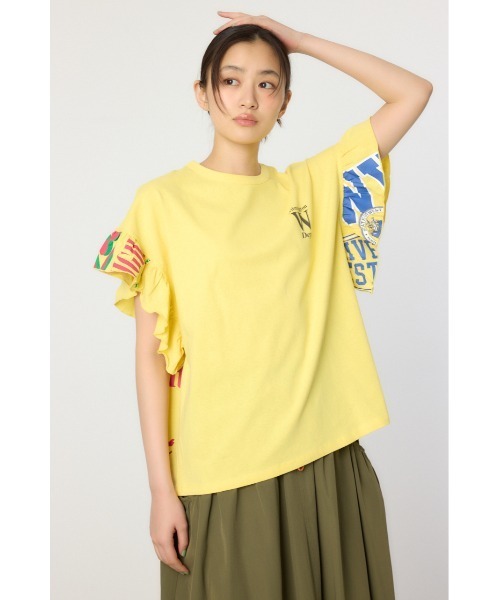 tシャツ ローズフリルTシャツ レディース tシャツ Tシャツ シャツ レディース フリル袖 プルオーバー