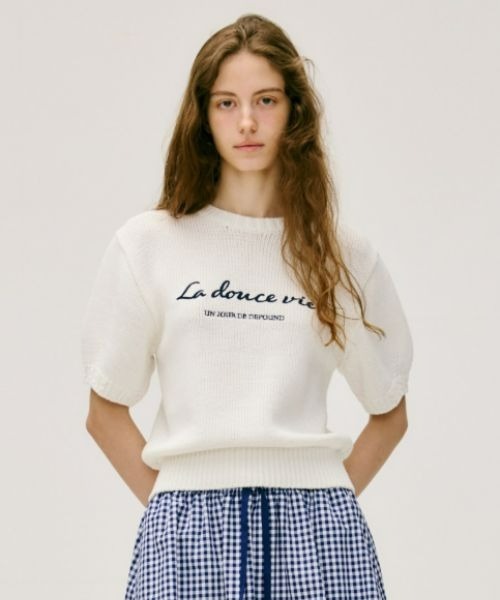 ニット セーター chain embroidery pullover レディース