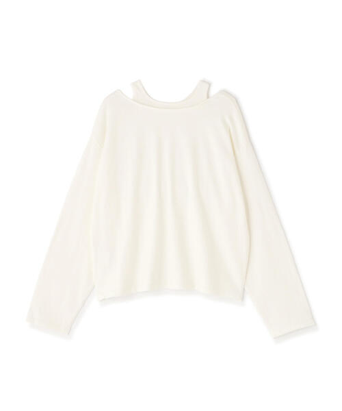 tシャツ MANOF/マノフ/NECK LAYERED KNIT TOPS レディース