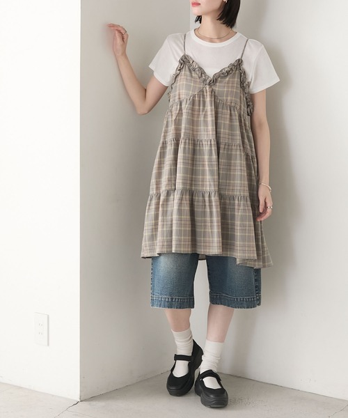 forksy. ワンピース 「forksy.」フリルティアード チェック柄