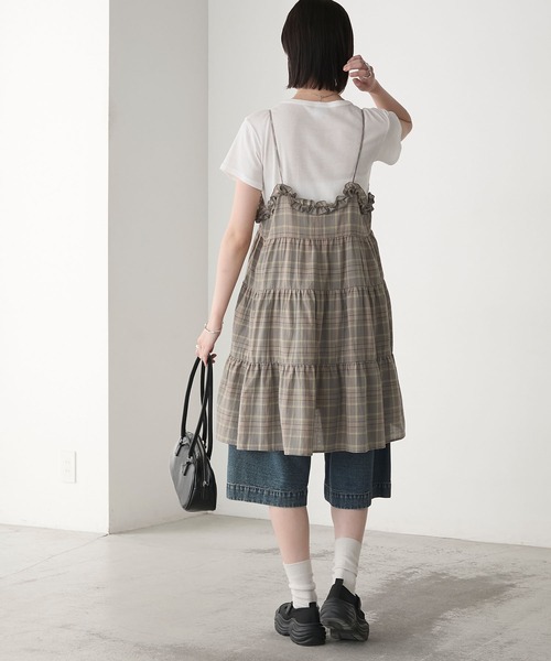 forksy. ワンピース 「forksy.」フリルティアード チェック柄